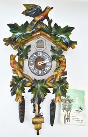 VINTAGE SCHATZ 8-DAY MUSICAL CUCKOO CLOCK WITH BIRDS DECORATIONS
