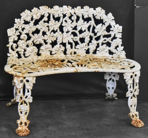 CAST IRON GARDEN BENCH, EARLY 20TH CENTURY
