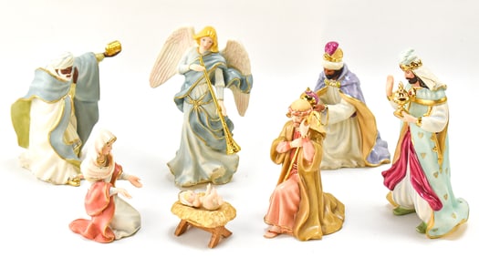 MIDCENTURY LENOX 'LITTLE TOWN OF BETHLEHEM' NATIVITY FIGURINES