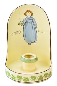ROSEVILLE POTTERY CREAMWARE 'GOOD NIGHT' CANDLE HOLDER