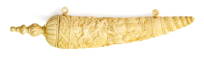 CARVED POWDER HORN