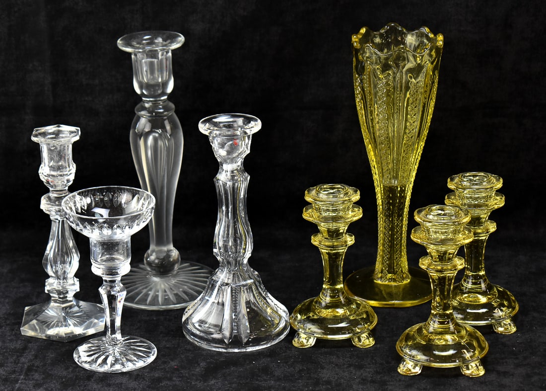 ASSORTED GLASS CANDLESTICKS & MORE (1 of 3)