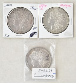 1878-S, 1879-S, & 1880-S MORGAN DOLLARS