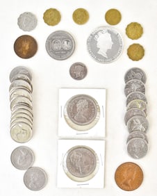 COLLECTION OF COINS FROM THE BRITISH COMMONWEALTH INCLUDING SILVER COINS