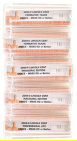 5 TUBES OF ANACS MS65 RD OR BETTER 2009 LINCOLN CENTS