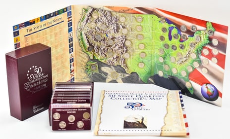 U.S. STATE QUARTERS COMPLETE MAP & 1999-2006 DENVER SETS
