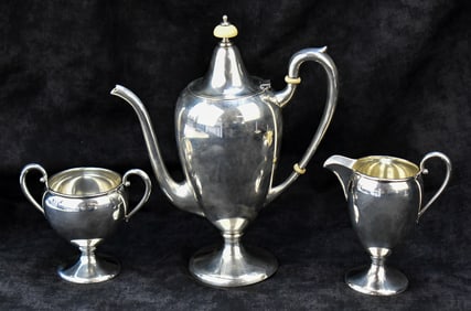 REVERE SILVER CO. PATTERN 267 STERLING SILVER COFFEE SERVICE