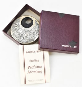 STERLING SILVER KIRK STIEFF FLORAL REPOUSSE PERFUME ATOMIZER