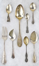 COLLECTION OF STERLING SILVER SERVING SPOONS & OTHER