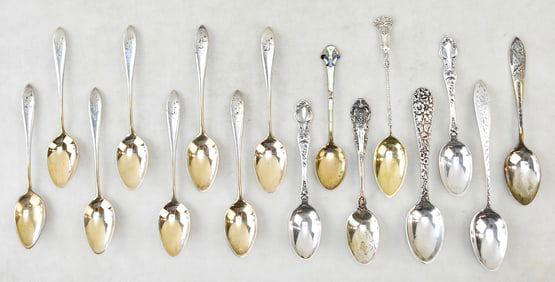 COLLECTION OF STERLING SILVER SUGAR SPOONS