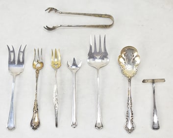 COLLECTION OF STERLING SILVER SERVING FORKS & OTHER