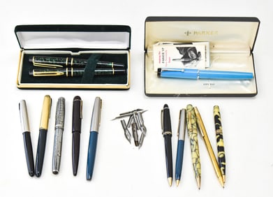 COLLECTION OF MIDCENTURY FOUNTAIN PENS & MECHANICAL PENCILS