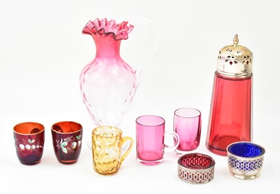 COLLECTION OF BOHEMIAN-STYLE DEMITASSE CUPS & MORE