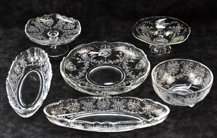 HEISEY 'ORCHID' SERVING PLATES & BOWLS