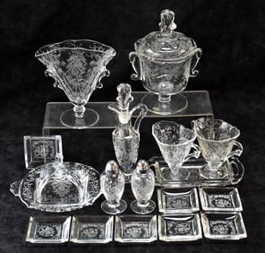 HEISEY 'ORCHID' ASSORTED SERVING & TABLEWARE