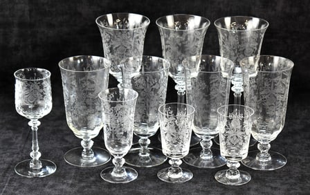 HEISEY 'ORCHID' GOBLETS & CORDIALS