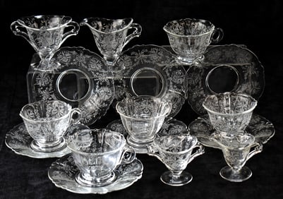 HEISEY 'ORCHID' CUPS, SAUCERS & MORE
