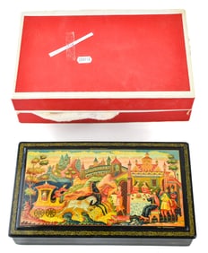 RUSSIAN HAND-PAINTED KHOKHLOMA LACQUER BOX FROM MSTERA