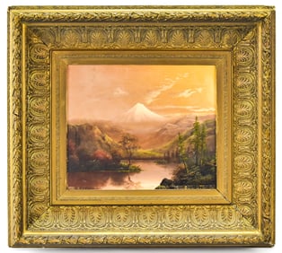 'MT. HOOD AT SUNSET' BARCHUS SCHOOL OIL PAINTING
