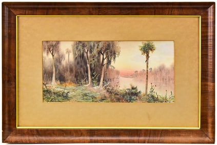 JR WILCOX 'FLORIDA MARSH SUNSET' WATERCOLOR