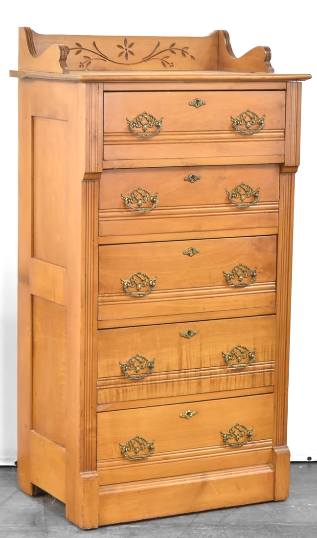 FRENCH MAPLE CHEST OF DRAWERS; CIRCA 1920s (1 of 3)