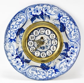 19TH C. FRENCH CREIL ET MONTEREAU PORCELAIN WALL CLOCK