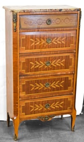 EARLY 20TH CENTURY BRECCIA STONE TOP INLAID CHEST
