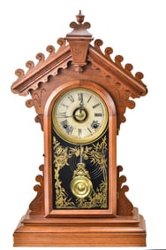 E.N. WELCH MFG. CO. 'FESCA' OAK MANTEL CLOCK