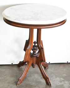 VICTORIAN OAK MARBLE TOP TABLE