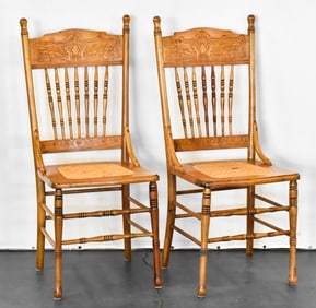 VICTORIAN FIR OR PINE PRESS BACK CHAIRS