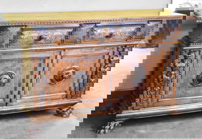 ITALIAN RENAISSANCE REVIVAL WALNUT CREDENZA; 19TH CENTURY