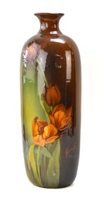 CIRCA 1900 WELLER LOUWELSA SIGNED FERRELL TULIP VASE