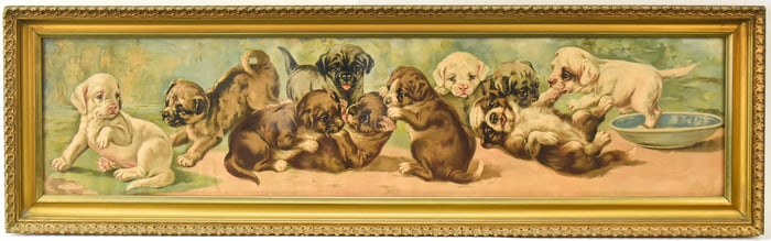 'YARD OF PUPPIES' YARD-LONG LITHOGRAPH
