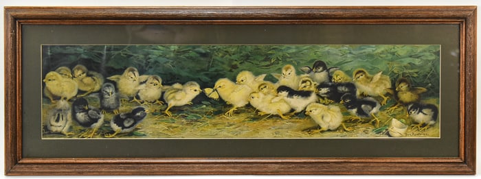 'BATTLE OF THE CHICKS' YARD-LONG LITHOGRAPH BY BEN AUSTRIAN