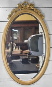 CARVED ROSE & RIBBON OVAL WALL MIRROR