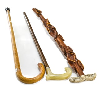 NORTH DAKOTA DIAMOND WILLOW AND ANTLER WALKING STICK & MORE