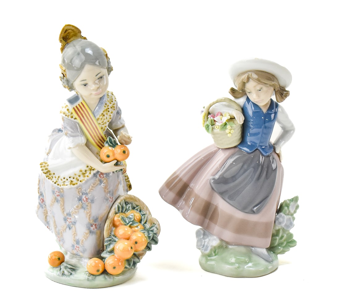 PAIR OF LLADRO FIGURINES 'MISS VALENCIA' & 'PRETTY PICKINGS' (1 of 4)
