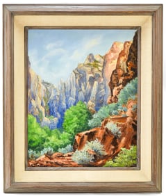 EVELYN NADEAU MOUNTAINSCAPE OIL PAINTING