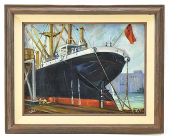 'STERN OF THE SHIP' OIL PAINTING BY CHARLOTTE MISH