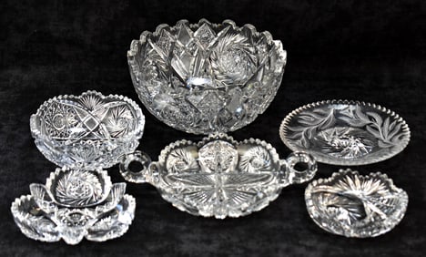 FIVE BRILLIANT CUT GLASS BOWLS