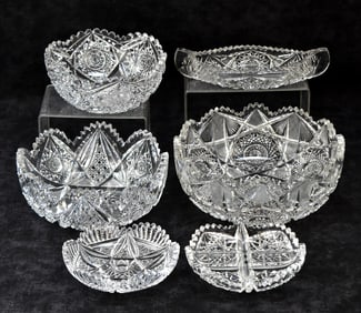 SIX BRILLIANT CUT GLASS BOWLS