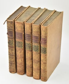 ALEXANDER POPE'S 'THE ODYSSEY OF HOMER' HARDCOVER LEATHER FIVE VOLUME SET; 1760
