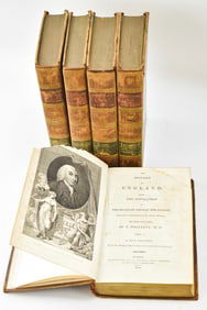 TOBIAS SMOLLETT 'THE HISTORY OF ENGLAND' FIVE VOLUME NEW EDITION LEATHER SET; 1804