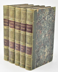 'THE WORKS OF WILLIAM PALEY' FIVE HARDCOVER LEATHER NEW EDITION VOLUMES; 1821