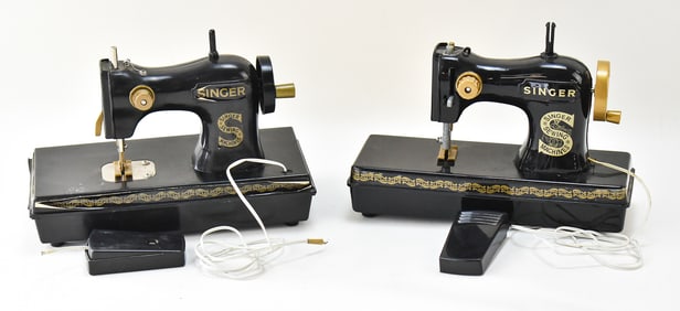 TWO SINGER CHAINSTITCH PLASTIC TOY SEWING MACHINES