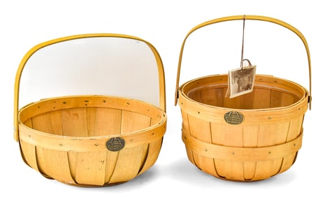 PAIR OF PETERBORO BASKET CO. WOODEN BASKETS