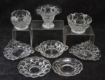 HEISEY 'WHIRLPOOL CLEAR' SERVING ITEMS & VASE