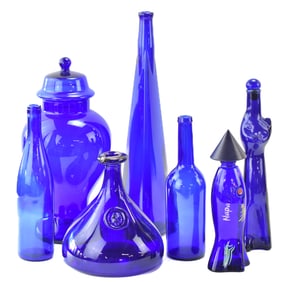 ASSORTED COBALT BLUE GLASSWARE