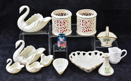 ASSORTED PORCELAIN ITEMS: MOORCROFT, LENOX, BELLEEK & MORE