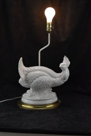 MIDCENTURY PORCELAIN GROUSE TABLE LAMP